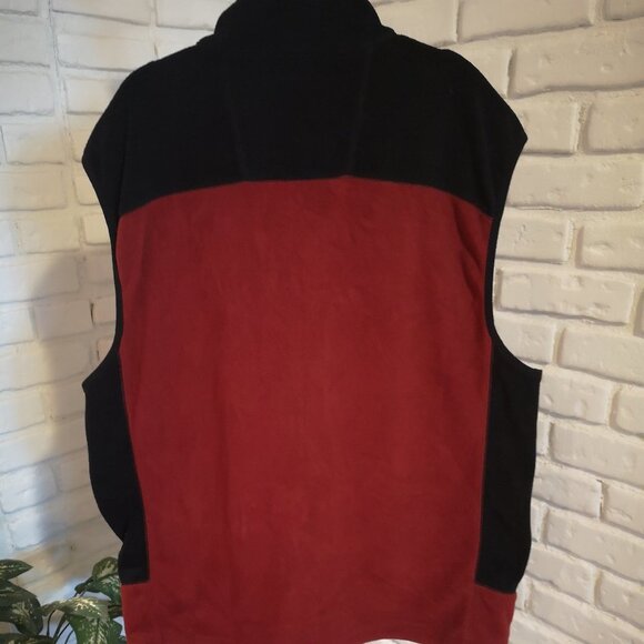 Greg Norman for Tasso Ella Men's Size Large Black & Red Full Zip Fleece Vest - Picture 2 of 10